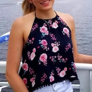 Black and pink floral top